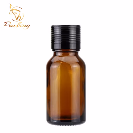 Frasco de vidro cosmético âmbar de alto brilho de 15ml com conta-gotas