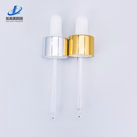 18/410 20/410 conta-gotas cosméticos preto e dourado para cuidados com a pele com extremidades de cinto de vidro combinadas com garrafas
